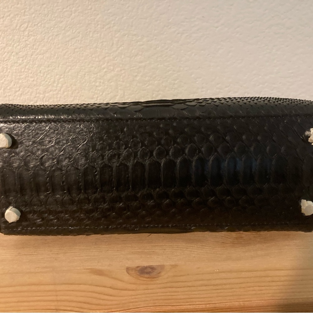 Black Silver Python Textured Handbag - image 5